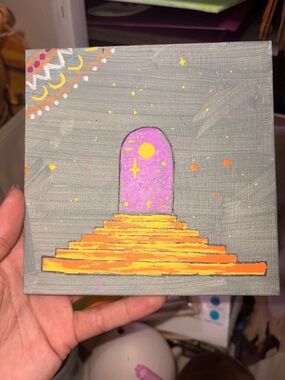 Hand-Painted Pink & Orange Abstract Canvas Wall Art